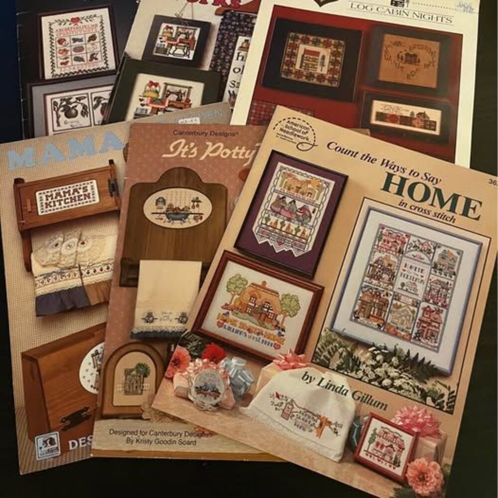 Lot of 6 Cross Stitch Pattern Booklets - Home & Kitchen Themes